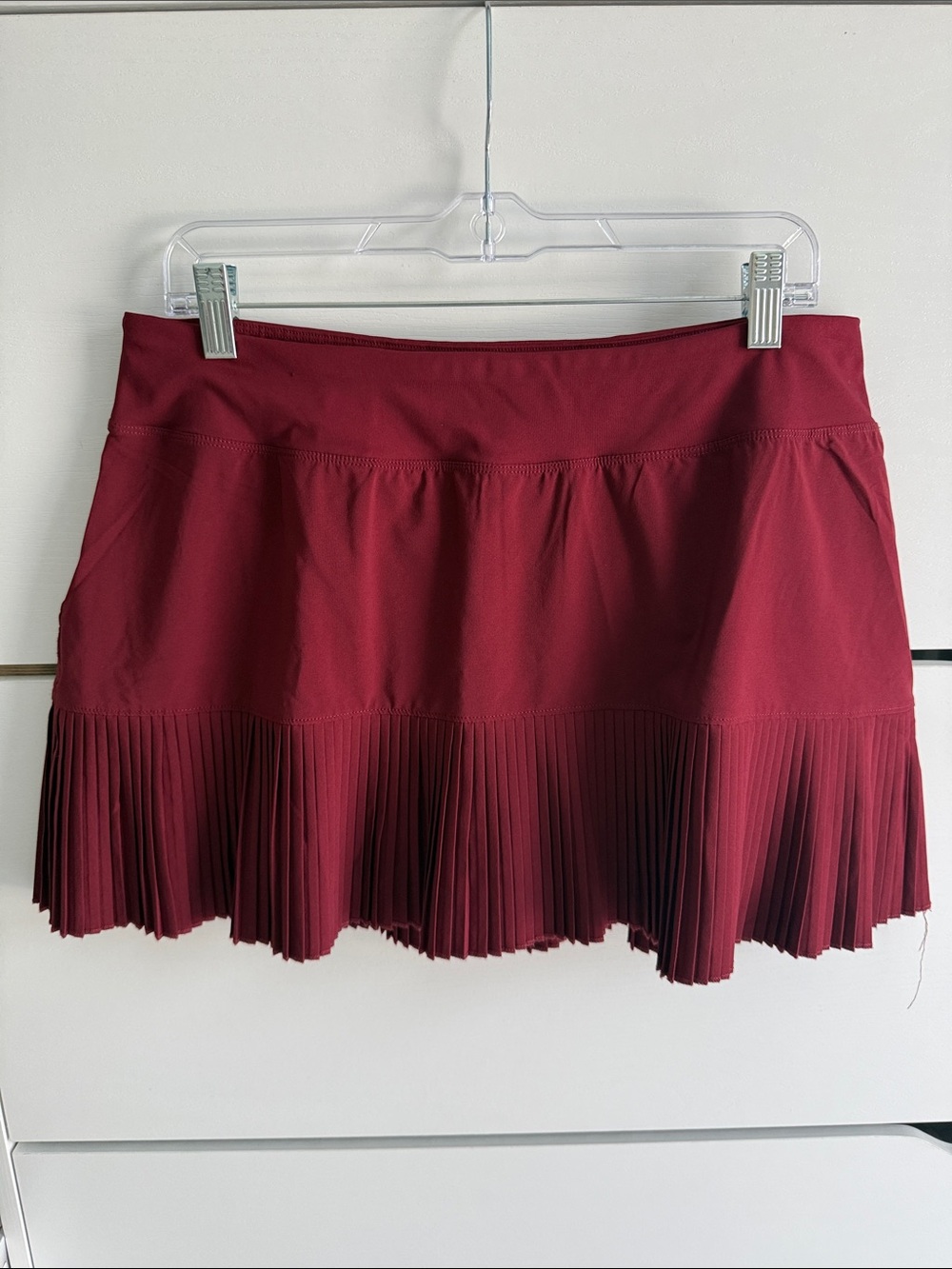 Mondetta Wine Red Pleated Hem Mini Skirt